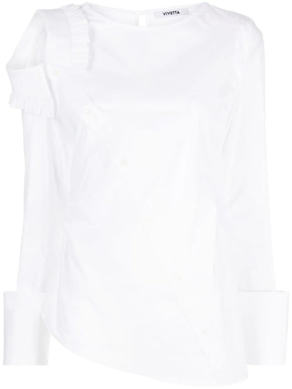 Asymmetric Long-Sleeve Poplin Shirt