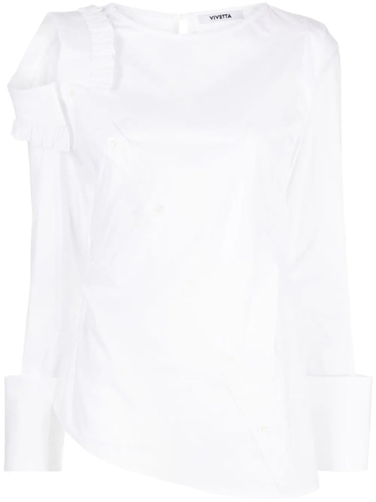 Asymmetric Long-Sleeve Poplin Shirt