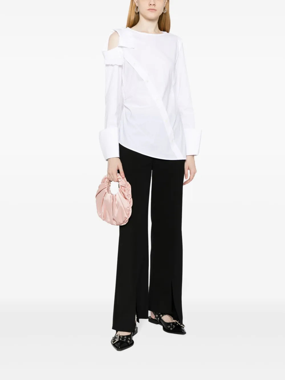 Asymmetric Long-Sleeve Poplin Shirt