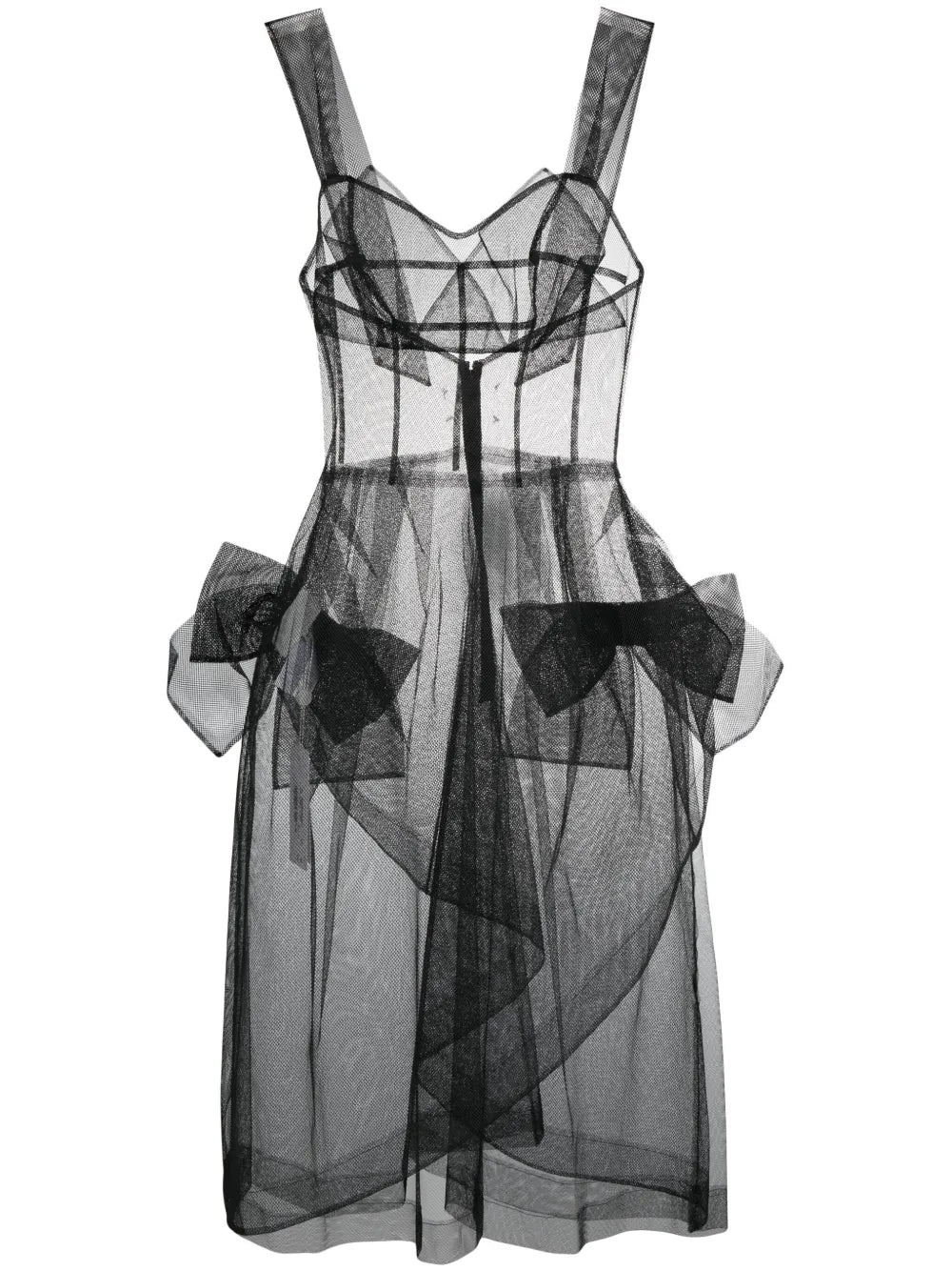Bow-Appliqué Tulle Midi Dress