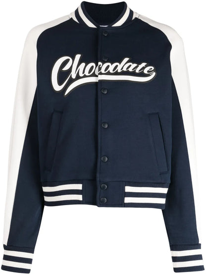 Logo-Print Stripe-Trim Bomber Jacket