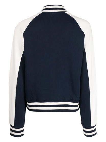 Logo-Print Stripe-Trim Bomber Jacket
