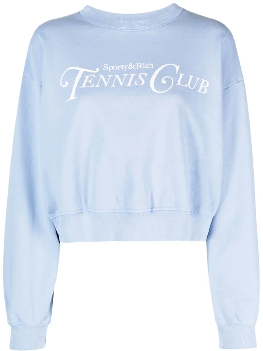 Slogan-Print Cropped Sweatshirt