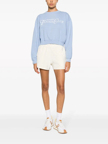 Slogan-Print Cropped Sweatshirt