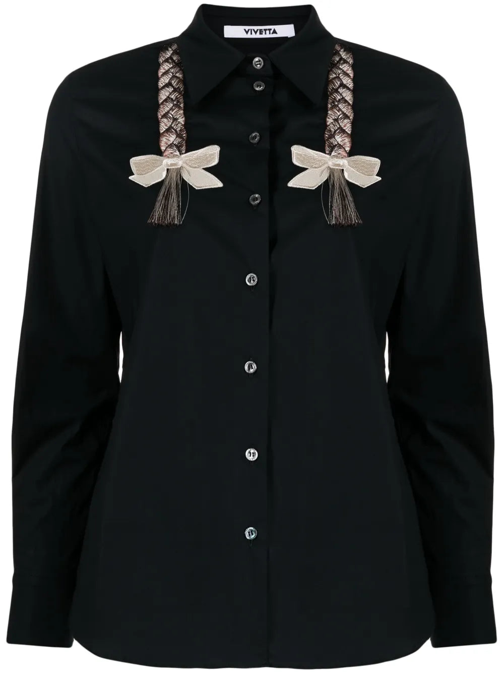 Motif-Embroidered Poplin Shirt