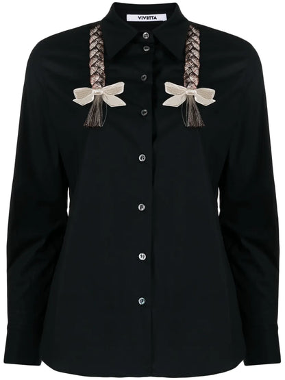 Motif-Embroidered Poplin Shirt