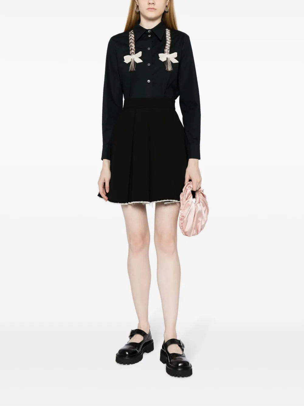 Motif-Embroidered Poplin Shirt