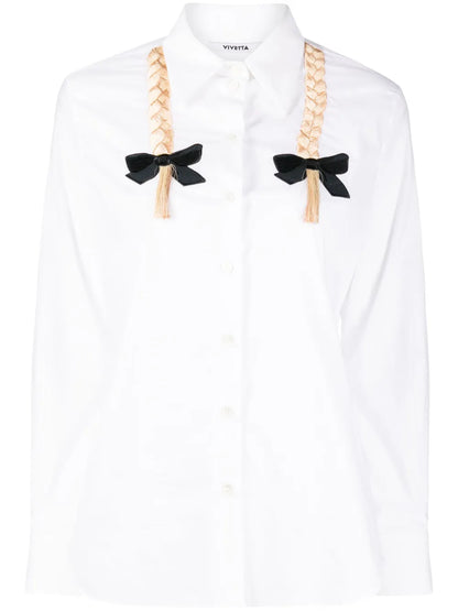 Motif-Embroidered Poplin Shirt