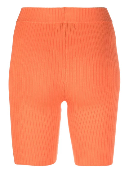 Logo-Patch Ribbed-Knit Biker Shorts