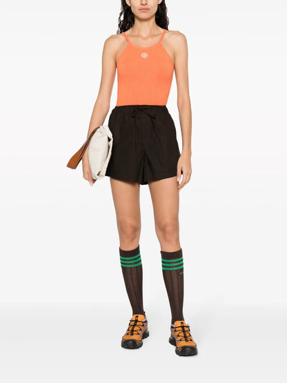 Ribbed-Knit Logo-Patch Top