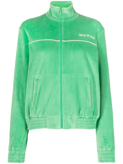 Towelling-Finish Embroidered-Logo Jacket