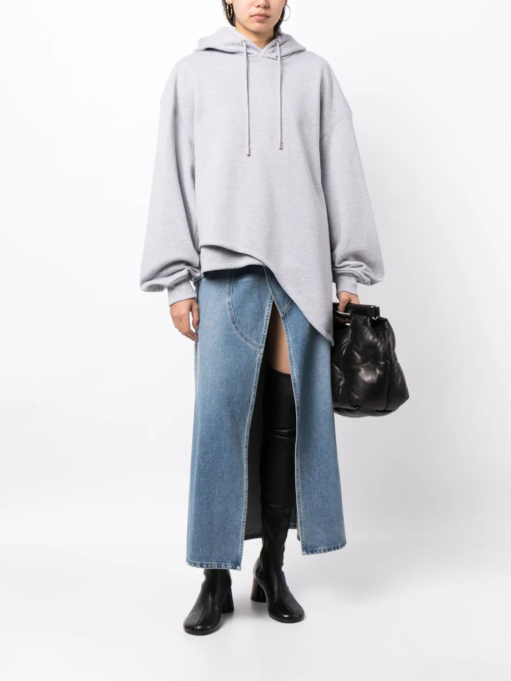 Logo-Patch Cotton Denim Skirt