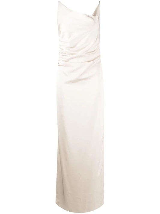 Draped-Design Side-Slit Dress