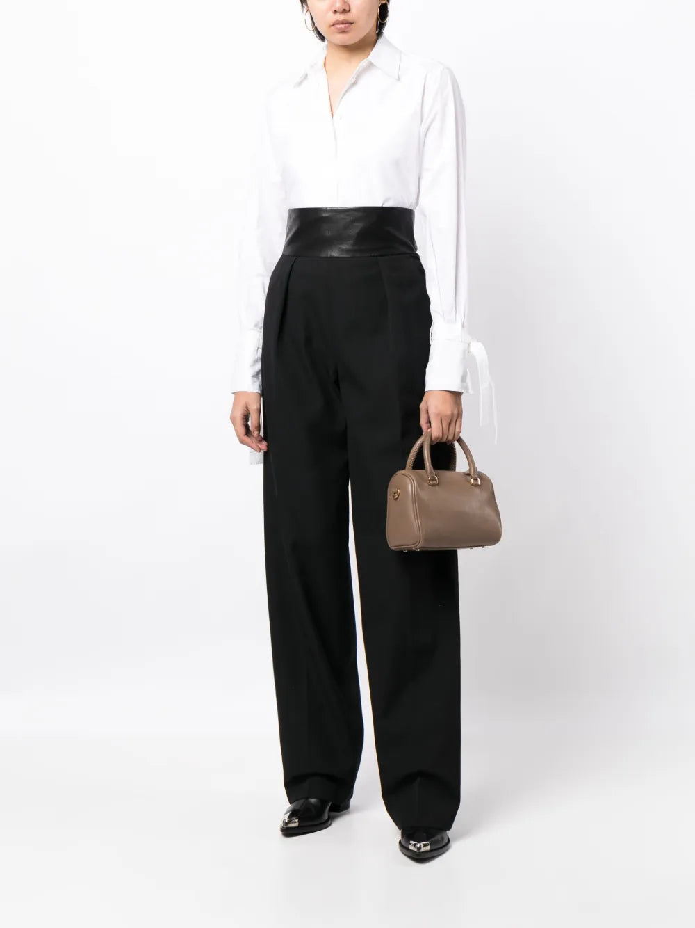 High-Waist Pleat-Detailing Tailored Trousers