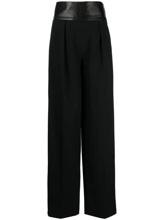High-Waist Pleat-Detailing Tailored Trousers
