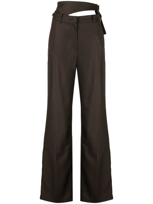 Cut-Out Detailing Wool Tailored Trousers