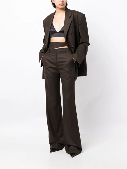 Cut-Out Detailing Wool Tailored Trousers