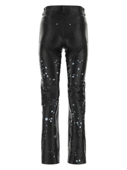 Laser-Cut Leather Trousers
