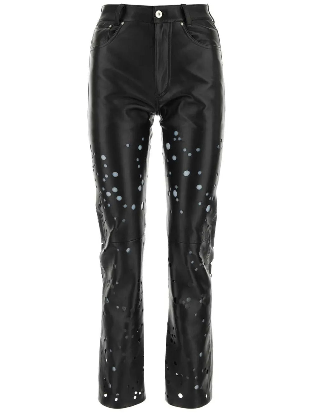 Laser-Cut Leather Trousers