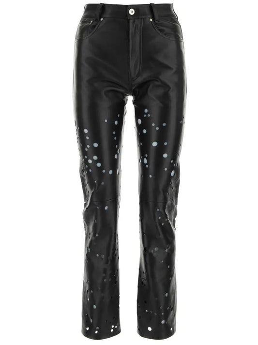 Laser-Cut Leather Trousers