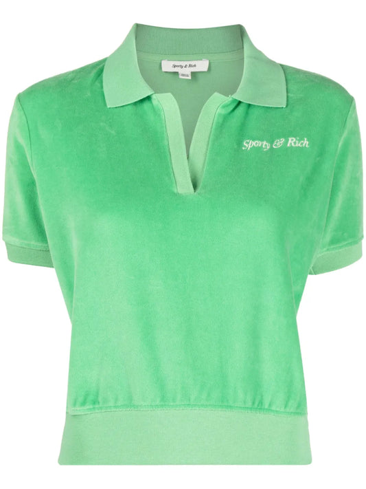 Towelling-Finish Logo-Embroidered Polo Shirt