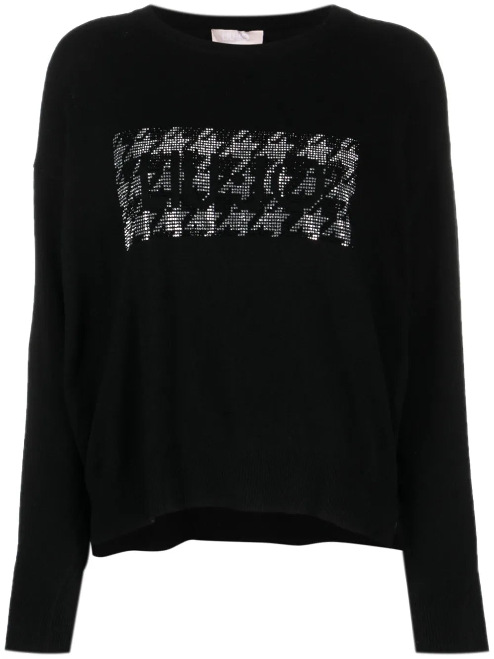 Rhinestone-Logo Long-Sleeve Jumper