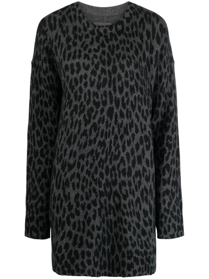 Leopard-Print Cashmere Dress
