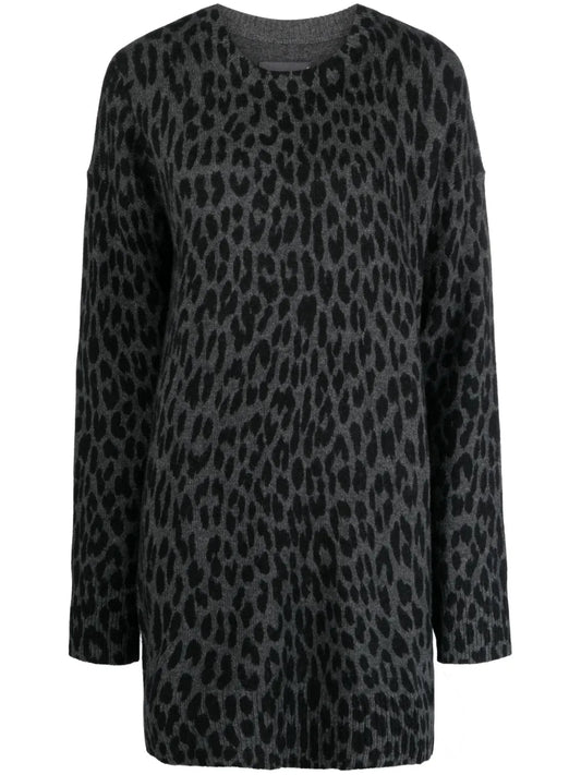 Leopard-Print Cashmere Dress