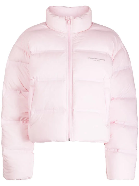 Reflective-Logo Cropped Puffer Jacket