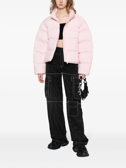 Reflective-Logo Cropped Puffer Jacket