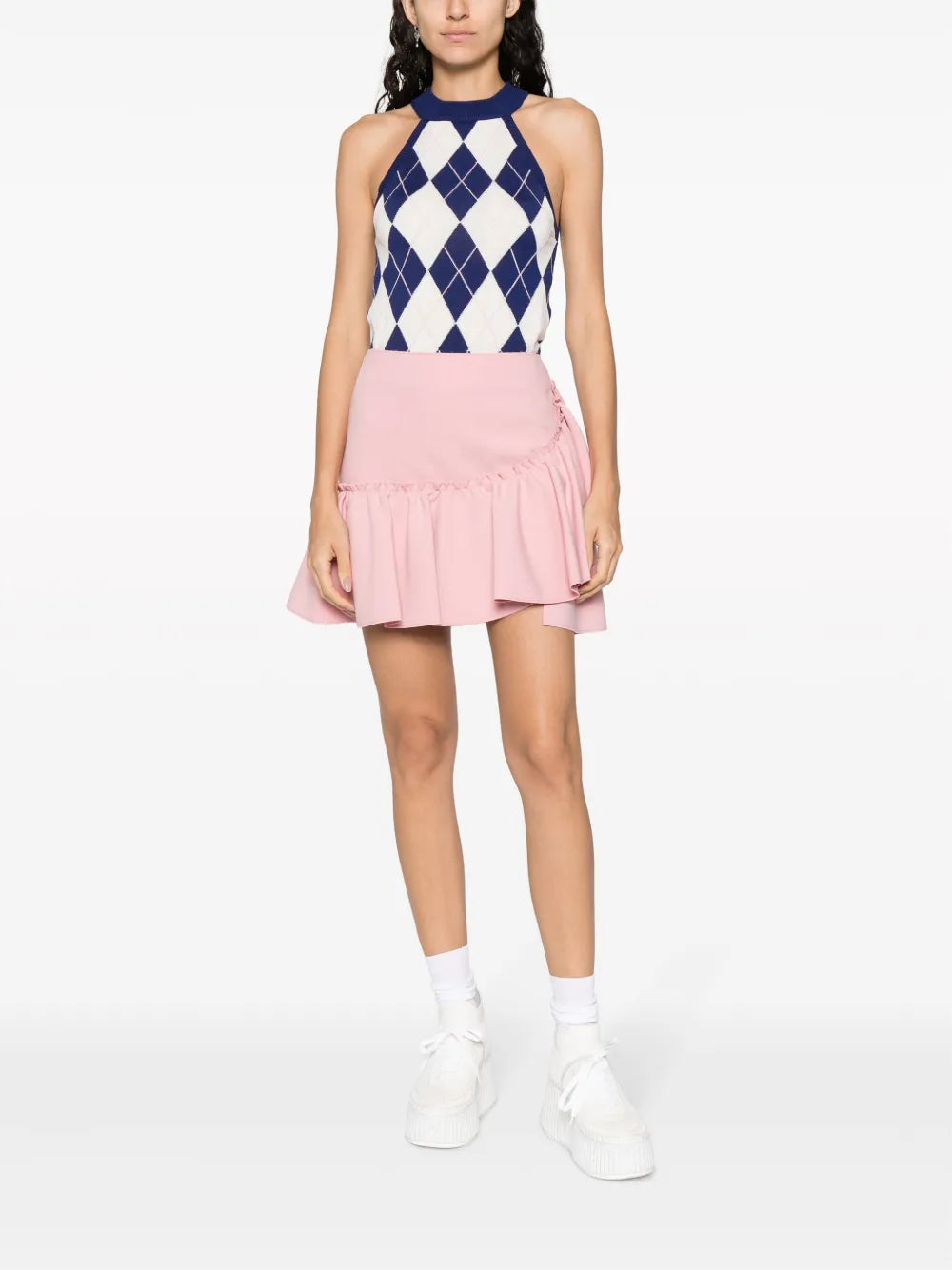 Ruffled-Trim High-Waisted Miniskirt