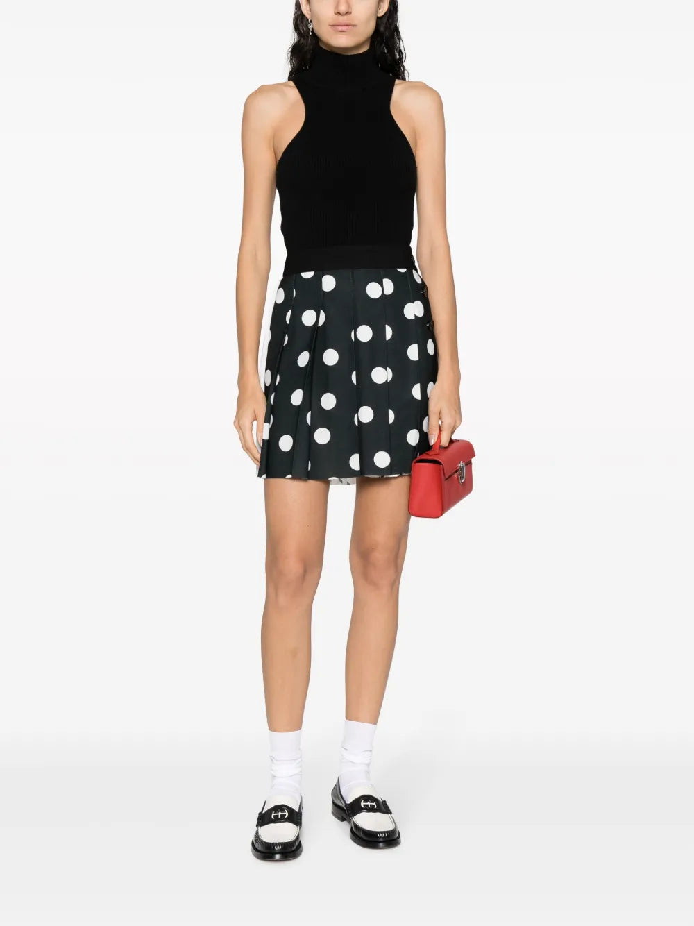 Polka Dot Pleated Mini Skirt