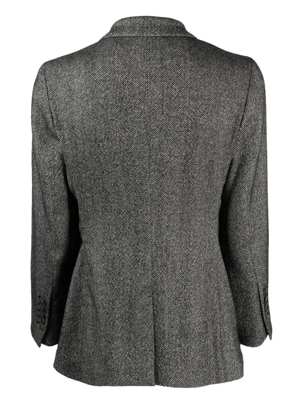 Double-Breasted Herringbone-Pattern Blazer