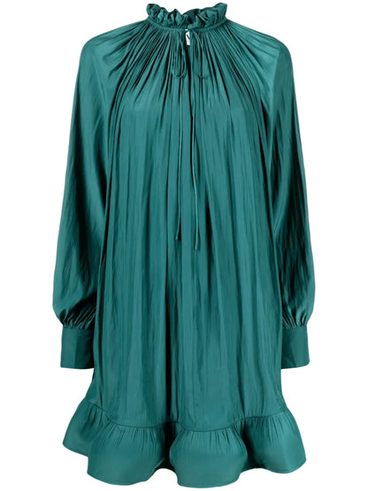 Ruffled Charmeuse Flared Dress