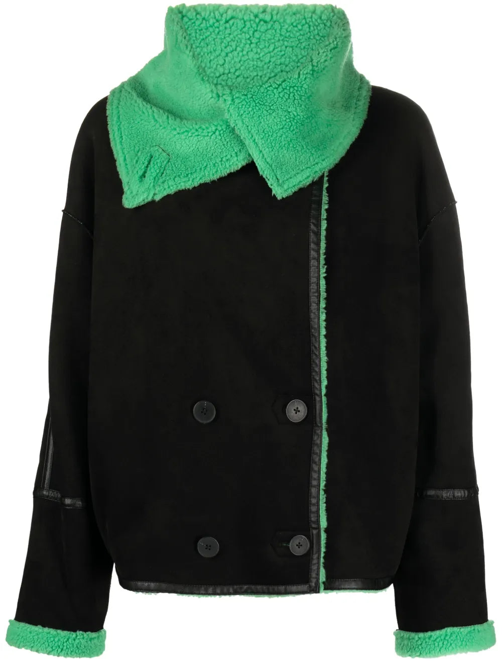 Faux-Shearling Double-Breasted Jacket