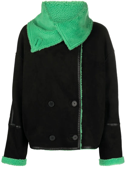 Faux-Shearling Double-Breasted Jacket