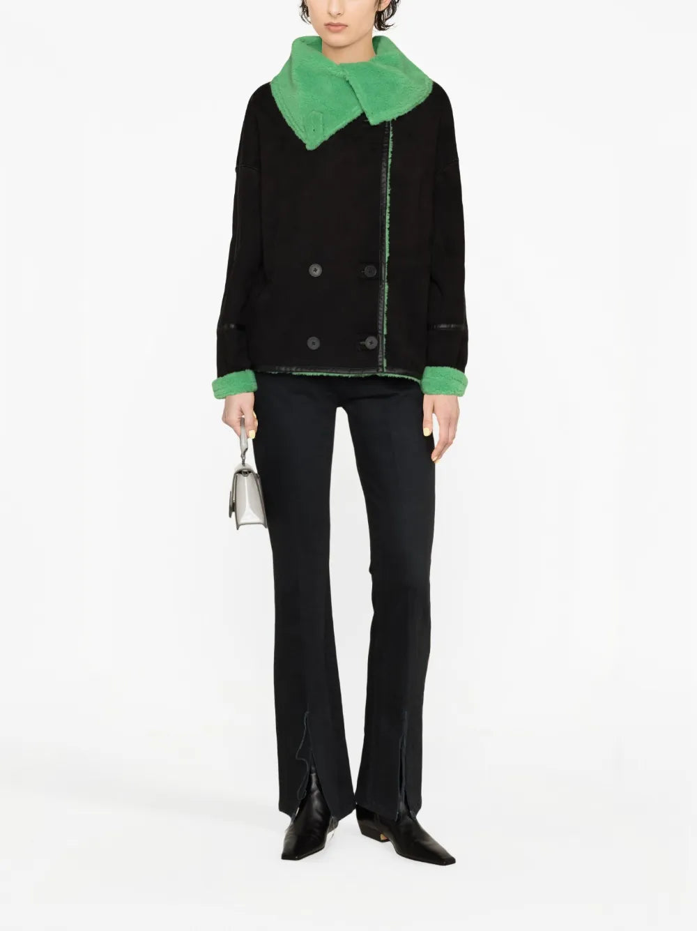 Faux-Shearling Double-Breasted Jacket