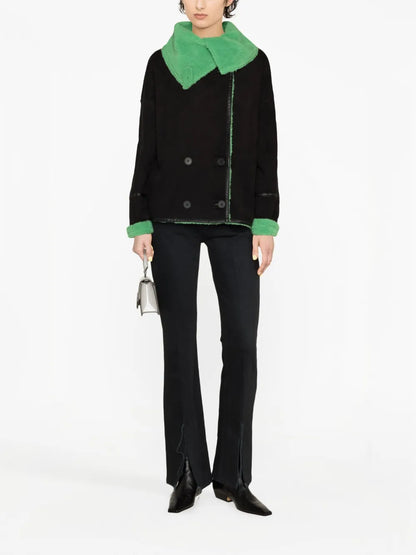 Faux-Shearling Double-Breasted Jacket