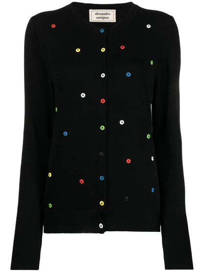 Button-Embellished Wool-Blend Cardigan