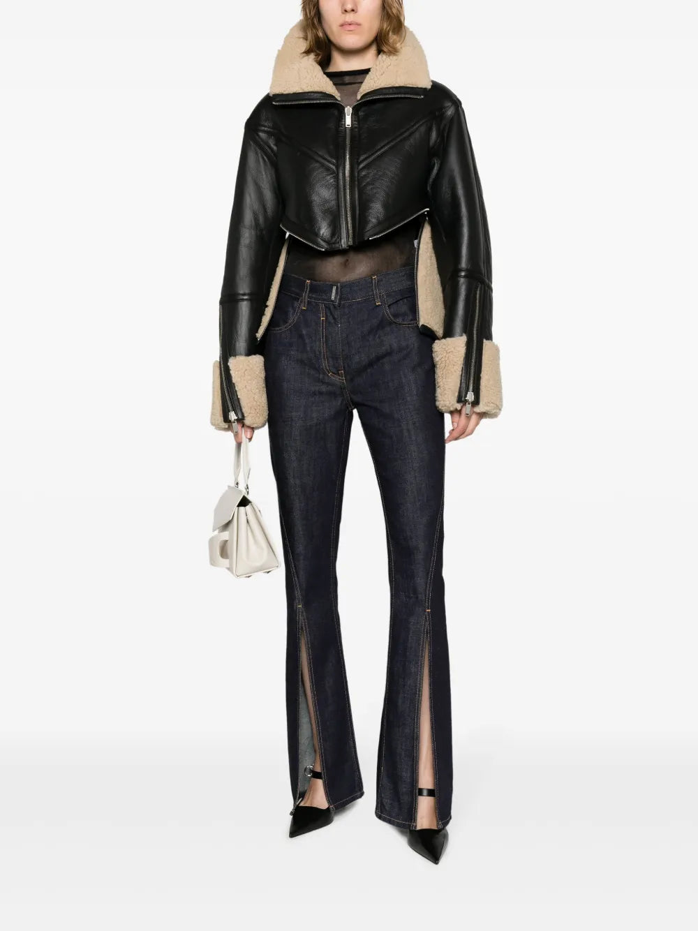 Front-Slit Flared Jeans