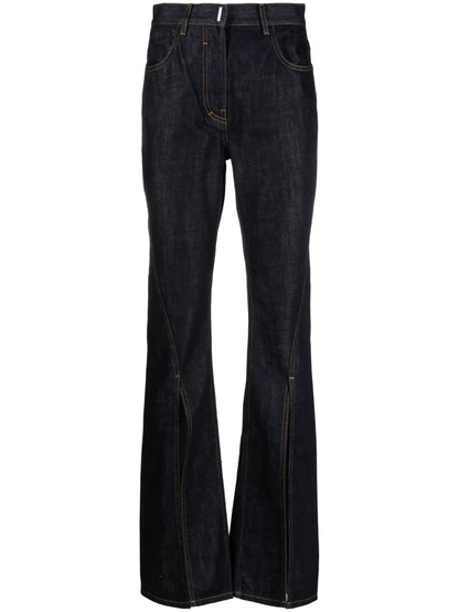 Front-Slit Flared Jeans