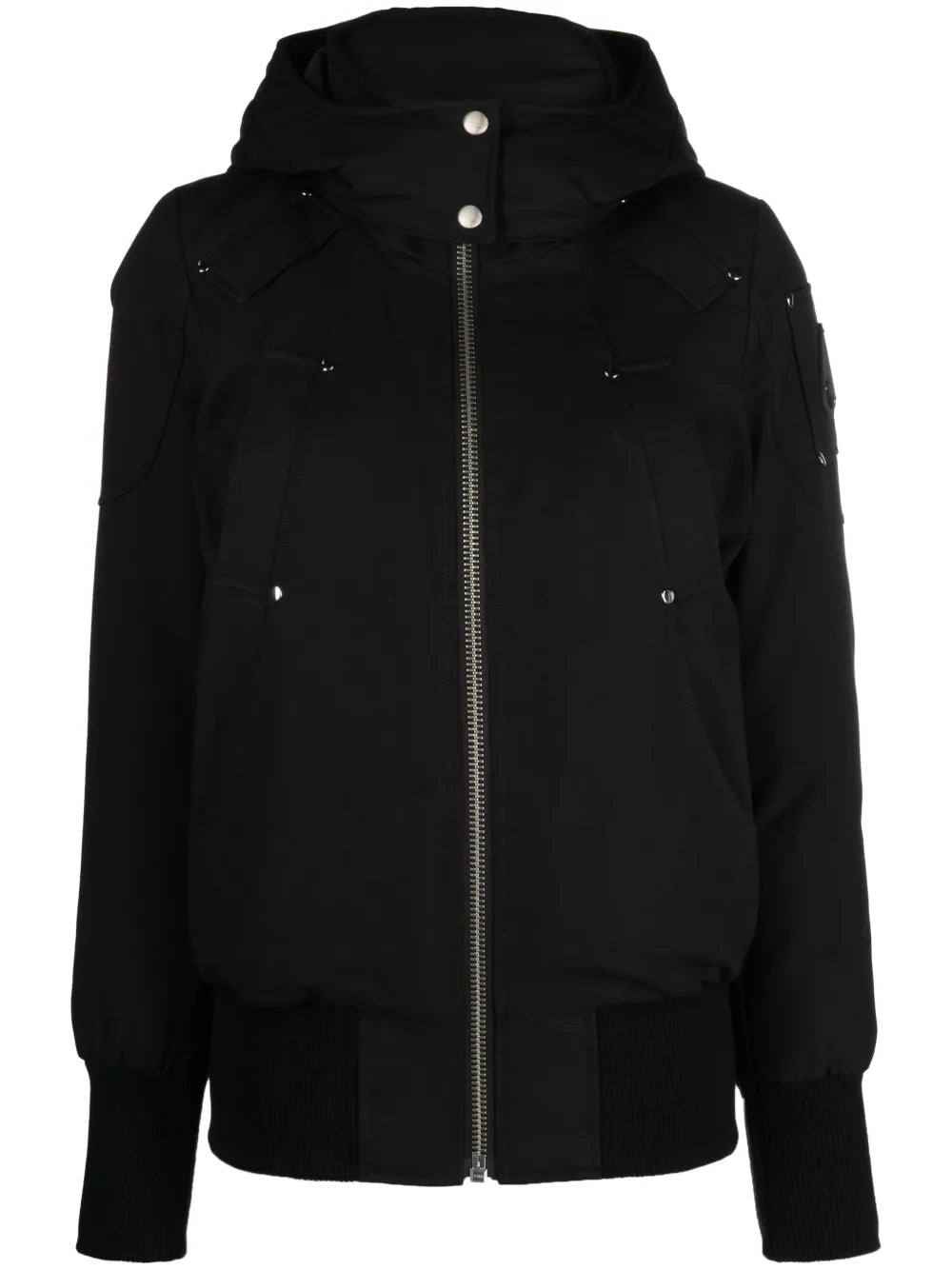 Ballistic High-Neck Studded Hooded Jacket
