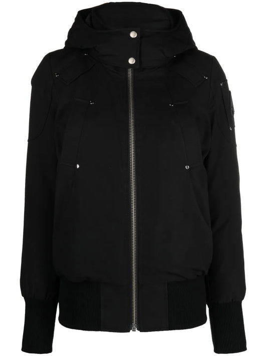 Ballistic High-Neck Studded Hooded Jacket