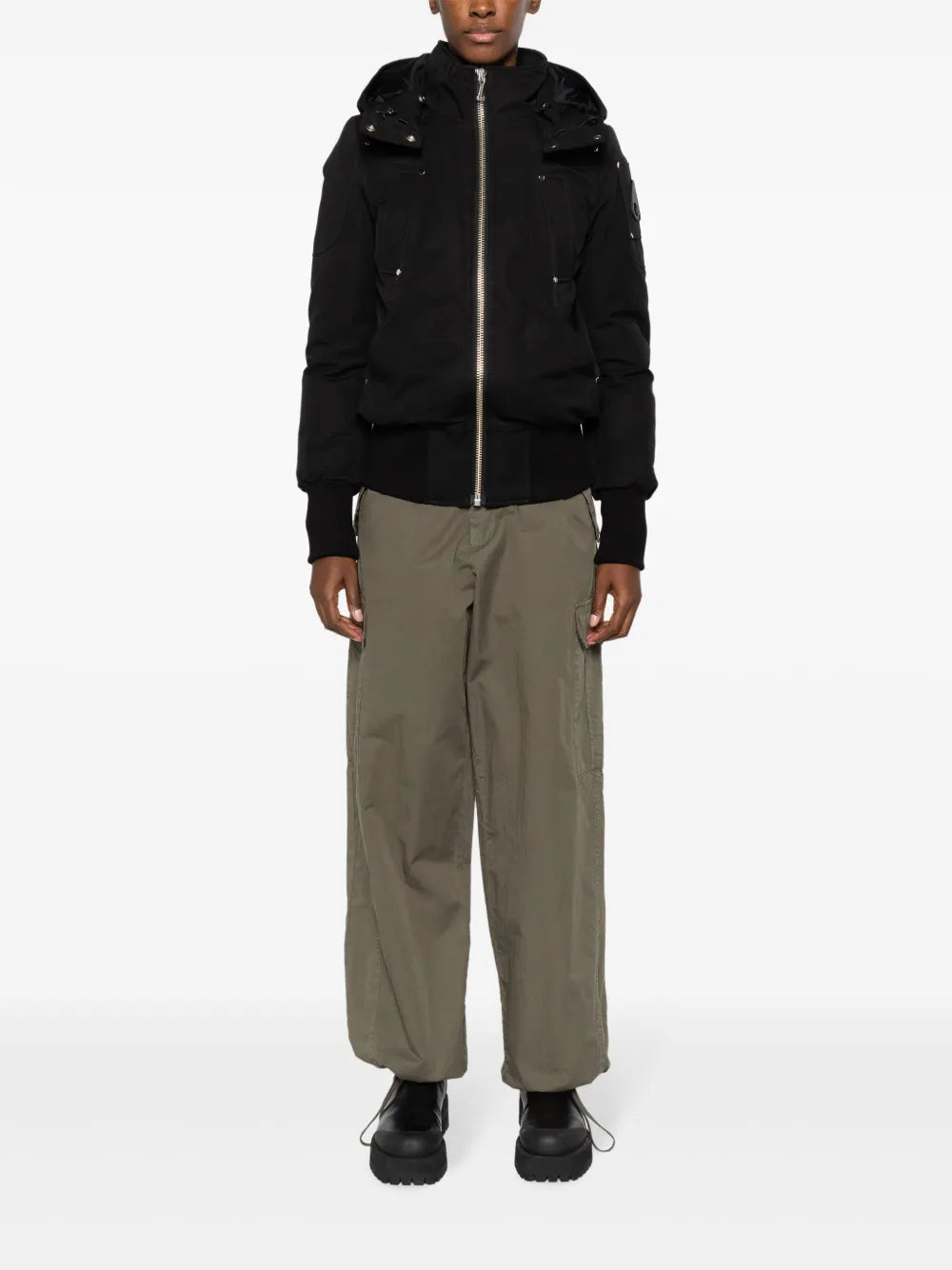 Ballistic High-Neck Studded Hooded Jacket