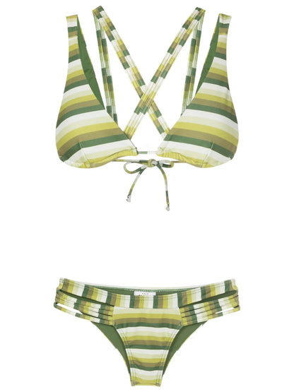 Striped Strappy Triangle Bikini
