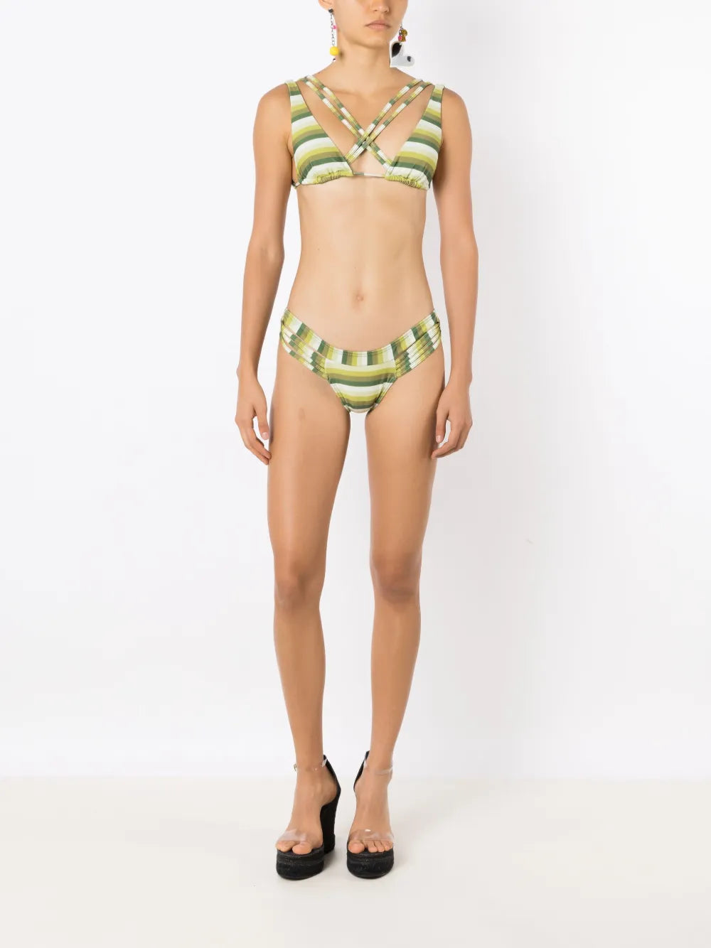 Striped Strappy Triangle Bikini