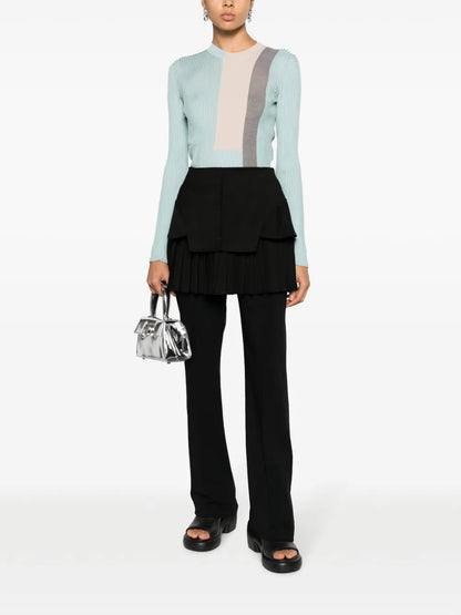 Colour-Block Ribbed-Knit Silk-Blend Top