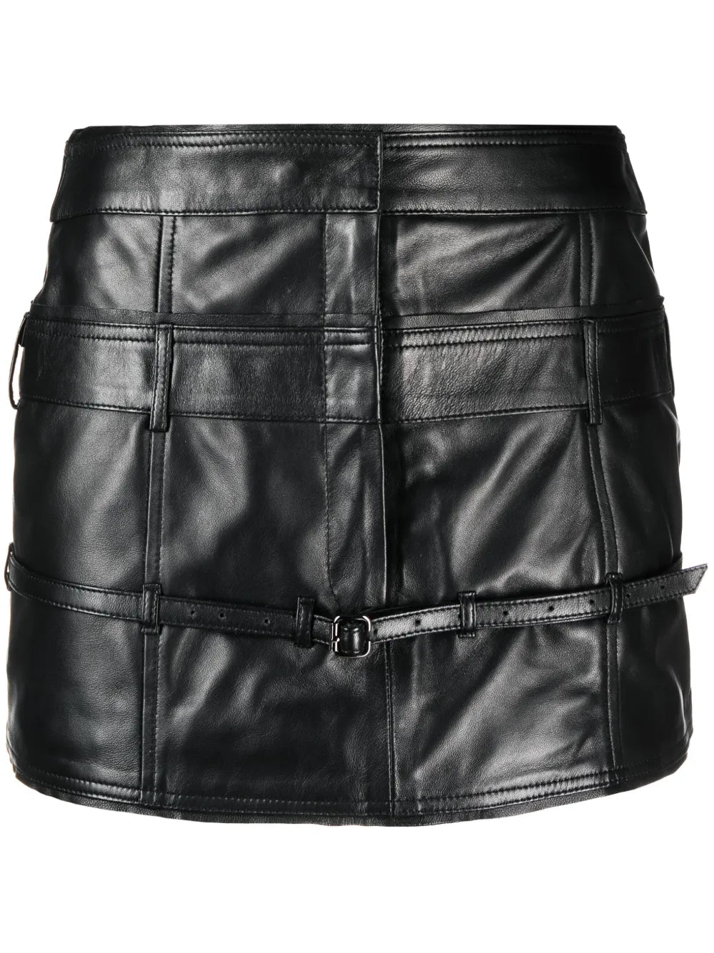 Belted Leather Mini Skirt
