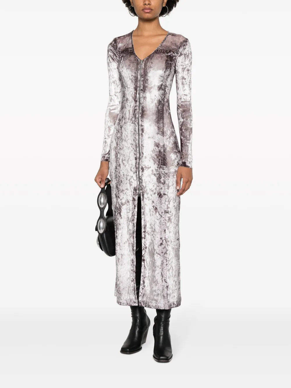Photograph-Print V-Neck Dress