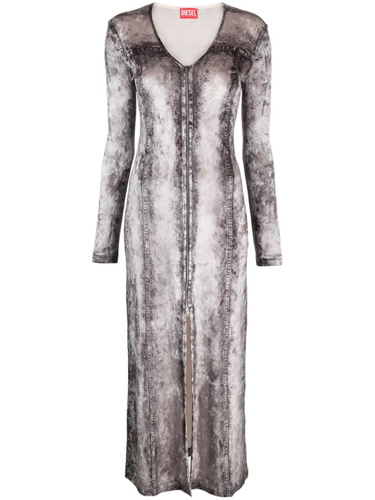 Photograph-Print V-Neck Dress